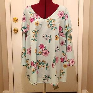 Lane Bryant Mint Green Floral Blouse